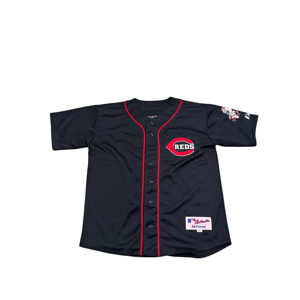 Majestic Cincinnati Reds Ken Griffey Jr 30 Jersey Mens 44 L Black MLB Authentic